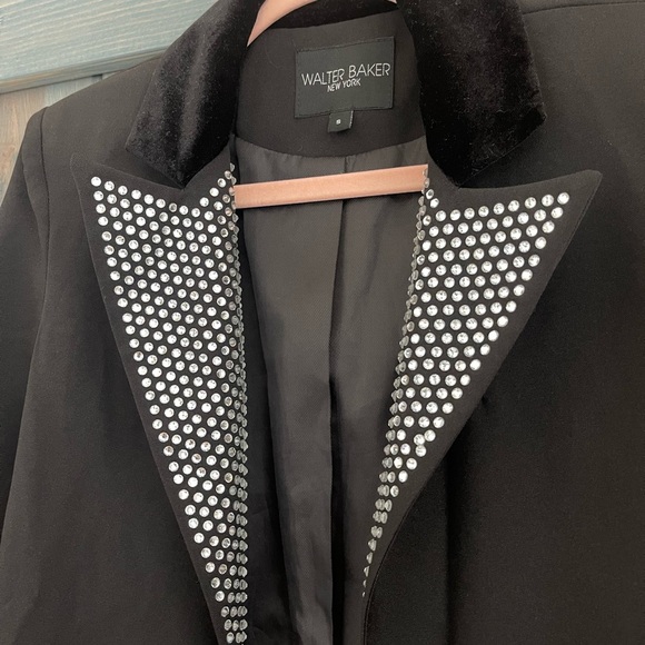 Walter Baker Black Hunter Rhinestone Suit Jacket Blazer Size Small - Picture 3 of 8
